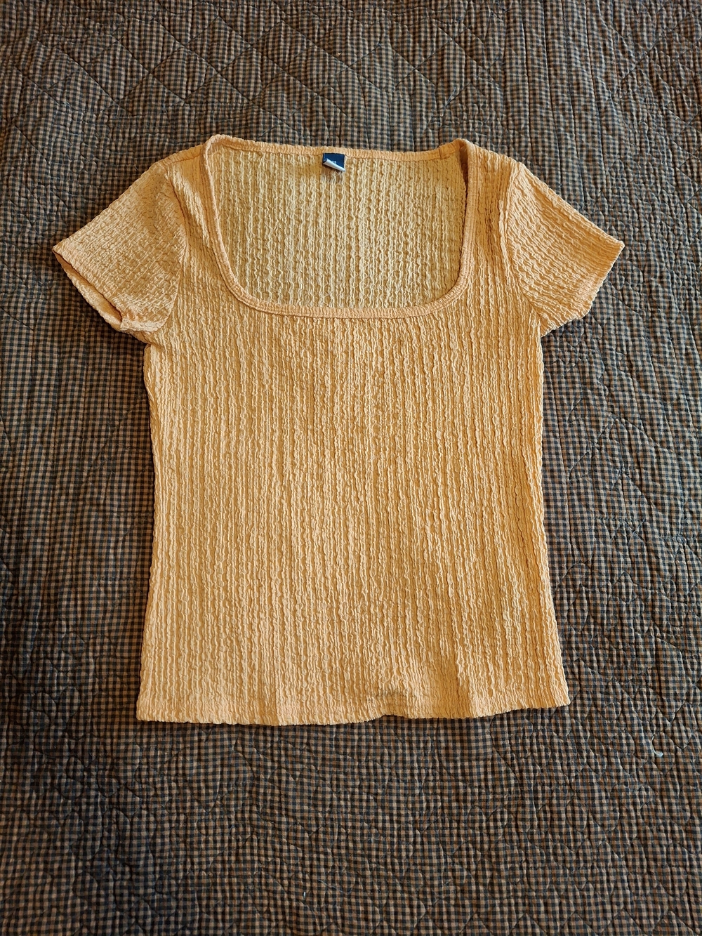 Old Navy Orange Crinkle Square-Neck Short Sleeve Top